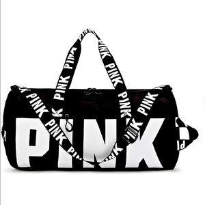 Pink duffel bag